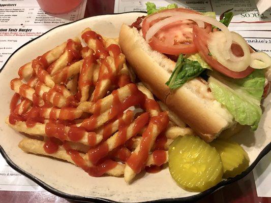 OMG!!! Custom Chicken Cutlet with Everything On it, some fries on my Ketchup!?