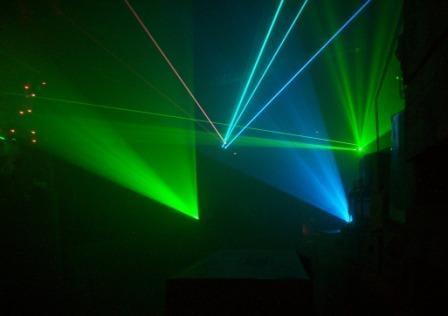 Having a little fun with our blue and green lasers.