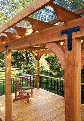 Douglas Fir Rough Sawn Face Timbers add elegance to this deck.