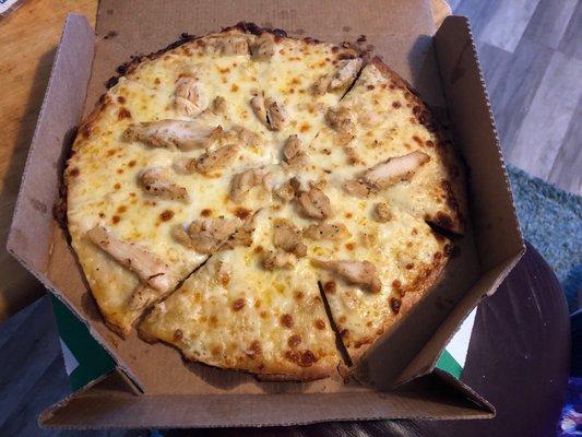 Thin Crust, White Sauce, Grilled Chicken