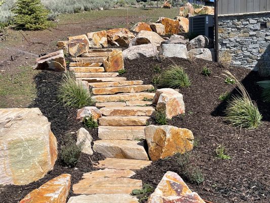 Park City Landscape, Outstanding Landscape Stone Stair Case.