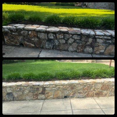 Power Washing service on a front wall! Our service is guaranteed to  revive the look of your surface!