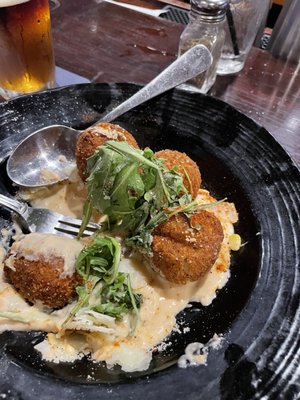 Crab and corn risotto balls