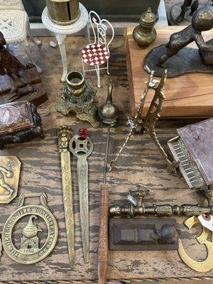 Brass items including a $10 letter opener