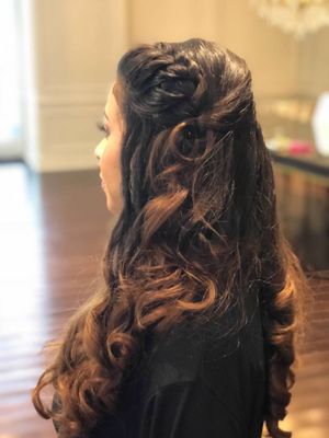 Half up braid and curls