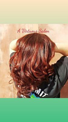 Beautiful Red Highlights Bayalage