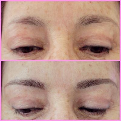 Microblading to enhance the eyebrows with a natural approach.