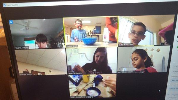 Science experiments during our Virtual Christmas party.