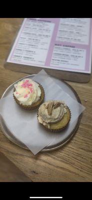 Cinnamon crunch cupcake - right  Strawberry vanilla - left