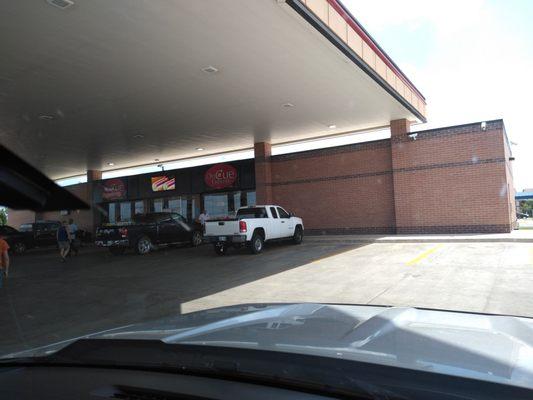 My view from the truck! Getting gas!