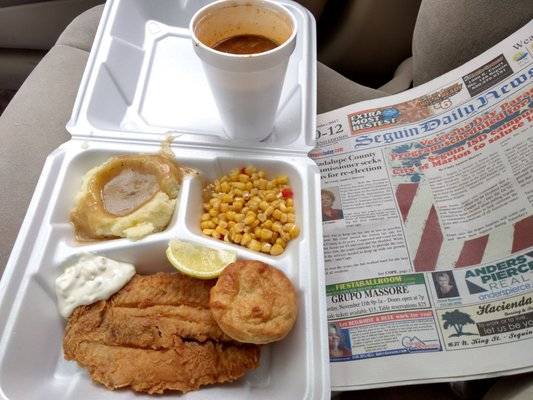 talapia lunch with catfish gumbo $6.35