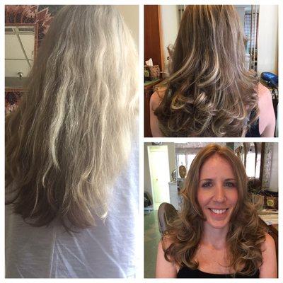 Before and after... Corrective color with a new cut and style done by Vivian