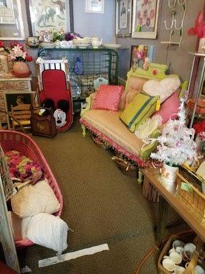 Vintage Eastlake shabby chic loveseat newly refurbished.