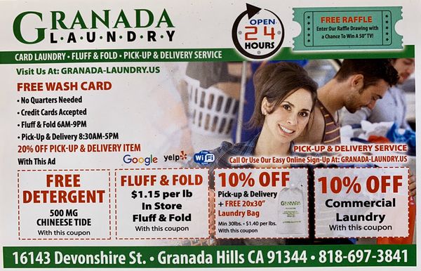 Use this coupon 10 percent off Pick up and delivery and Fluff and fold,