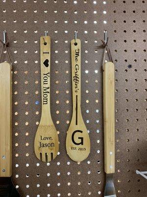 Custom laser engraved cooking utensils