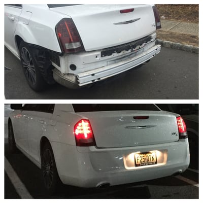 Before and after. The guys did a great job restoring my car back to its original form