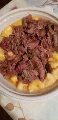 Son's Brisket with Mac and cheese! He loved!