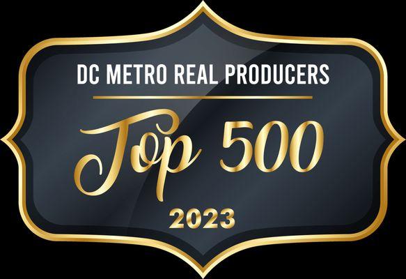 Honored to be ranked in the Top 500 Realtors