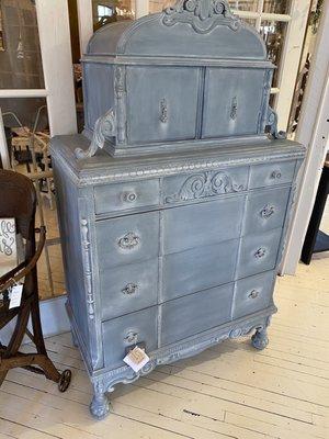 Gentlemen's dresser that has been painted and updated. The top portion was meant to hold men's top hats.