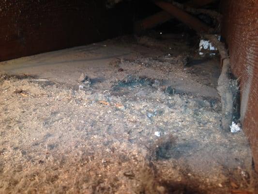 This is the "AFTER" picture.  You can see a tiny clean area along one side, vast majority of duct completely untouched...