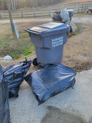 Had three bags sitting next to my trash can but only took the trash from the can.  One of these bags weighed less than 15 lb.