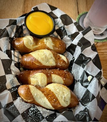 Nine is Fine Pub Pretzels and Cheese Sauce