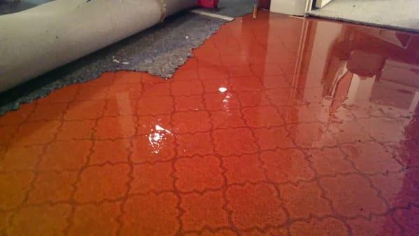 Water damage after a flood and storm damage.