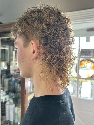 Mens permed mullet