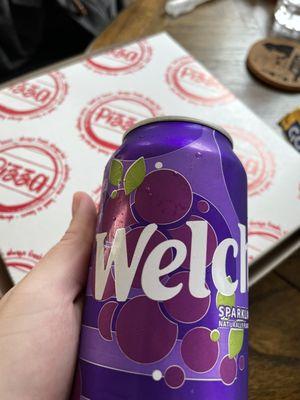 Grape Can Soda + slice of pizza- that slaps