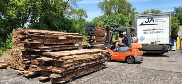 Newly arrived 6/4" Live edge walnut lumber.