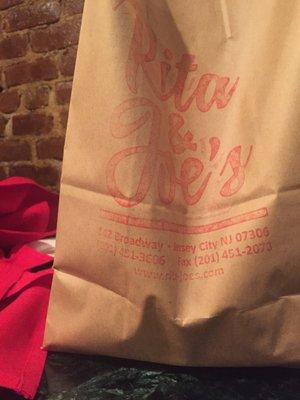 The last doggy-bag we'll ever have from Rita & Joe's...