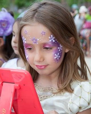 Happy birthday girl.  Face paint of a garden fairy. Fairies are very popular at girls parties at Sheila Jordan art