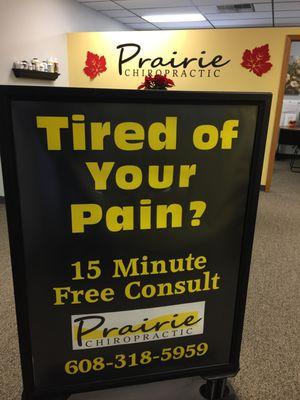 Free Consultations at Prairie Chiropractic, Sun Prairie, WI