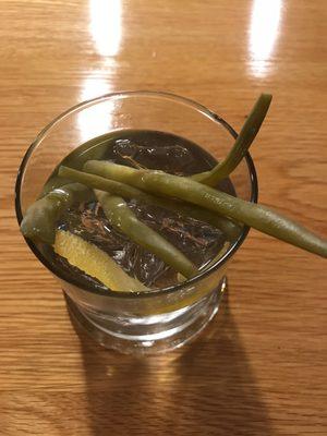 Dilly Dilly (Pickled Green Beans) with Vodka on the rocks!