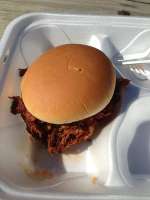 Marshall' food truck pulled pork sandwich. $6