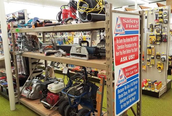 There is a rental area inside Wiehe's True Value in Barron, WI