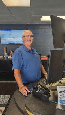 Richard, our store manager is here to help you care for your car, truck, or SUV! From tires and oil change to brakes, we do it all.