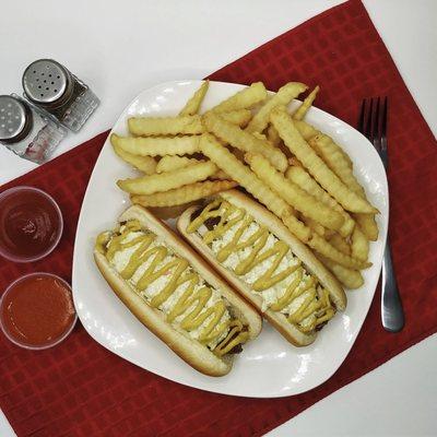 Hot dogs with french fries