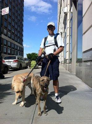 Cristian walking the pups