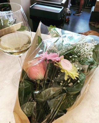 Bouquets and champagne