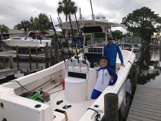 On the dock getting ready to head out after they launched the boat.