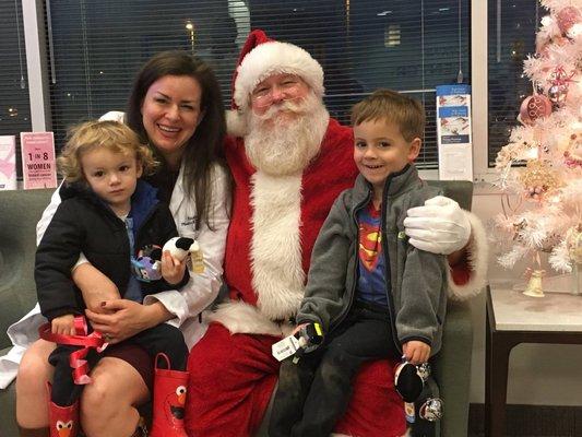 Santa visiting Johns Hopkins Hospital in Baltimore MD