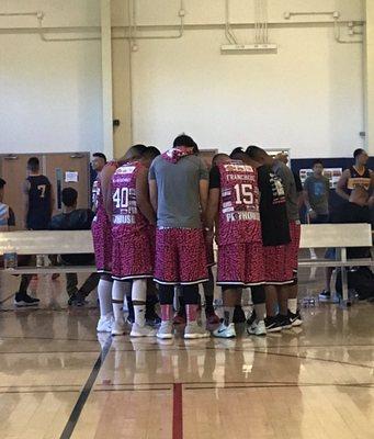 The team that prays together, stays together! #playhousebball 10/7/2017