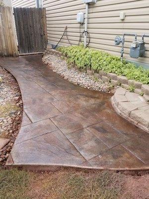 Stamped & colored concrete slab