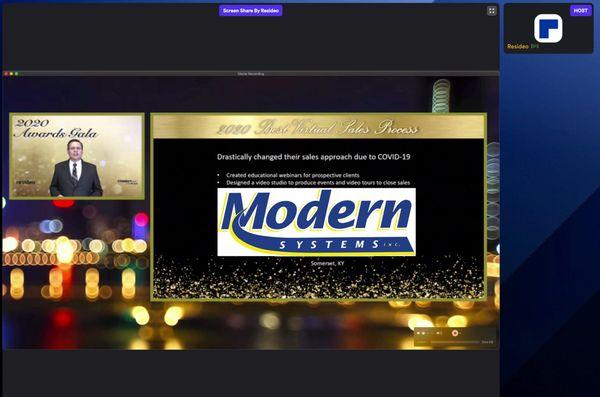 We won! Best Virtual Sales Process of 2020 from Resideo