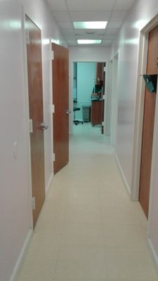 The hallway leading to the exam rooms