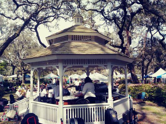 Gazebo. Grace H's band performed all of the band Chicago and Czechoslovakia's hits when I was there. The garden club has an annual party.