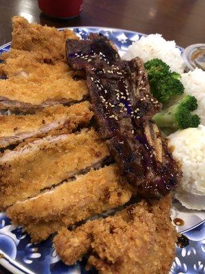 Chicken Katsu and BBQ Short Ribs Plate