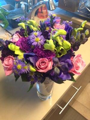 This was my wedding bouquet for my wedding ceremony # 1, later Lyn created a second version for my reception.