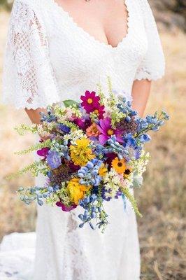 Elopement in CO, coordinator- Wendee with Custom Weddings of Colorado.  Summer wildflowers.